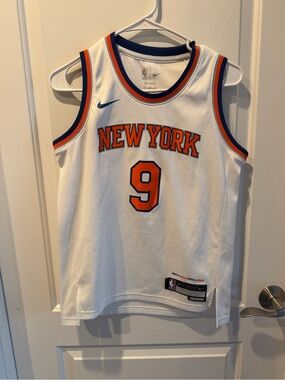 Nike White New York Kids Basketball Jersey with Orange & Blue Accents - #9